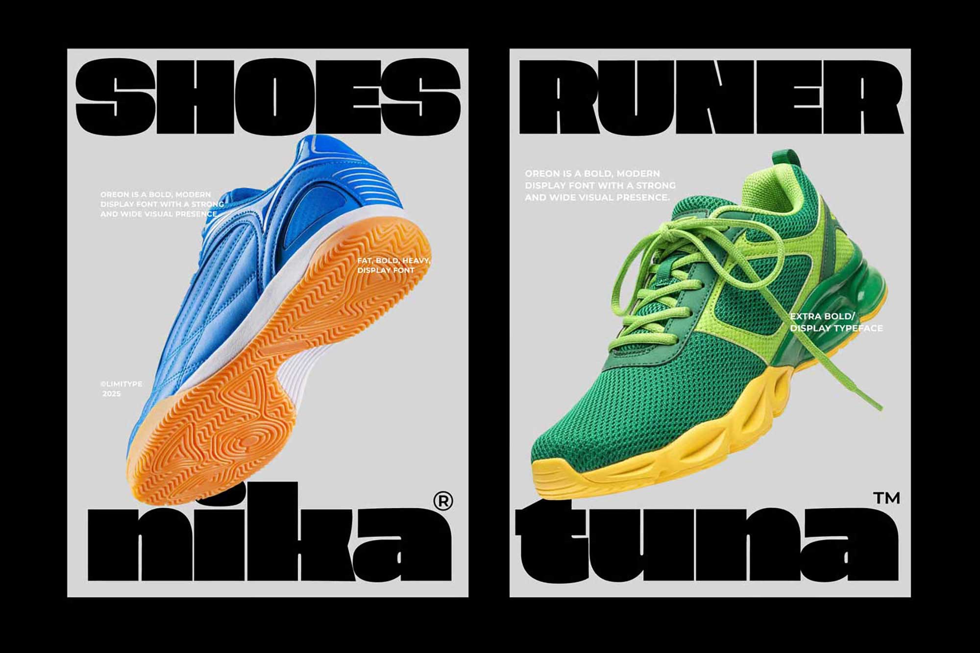 Oreon used on shoe posters